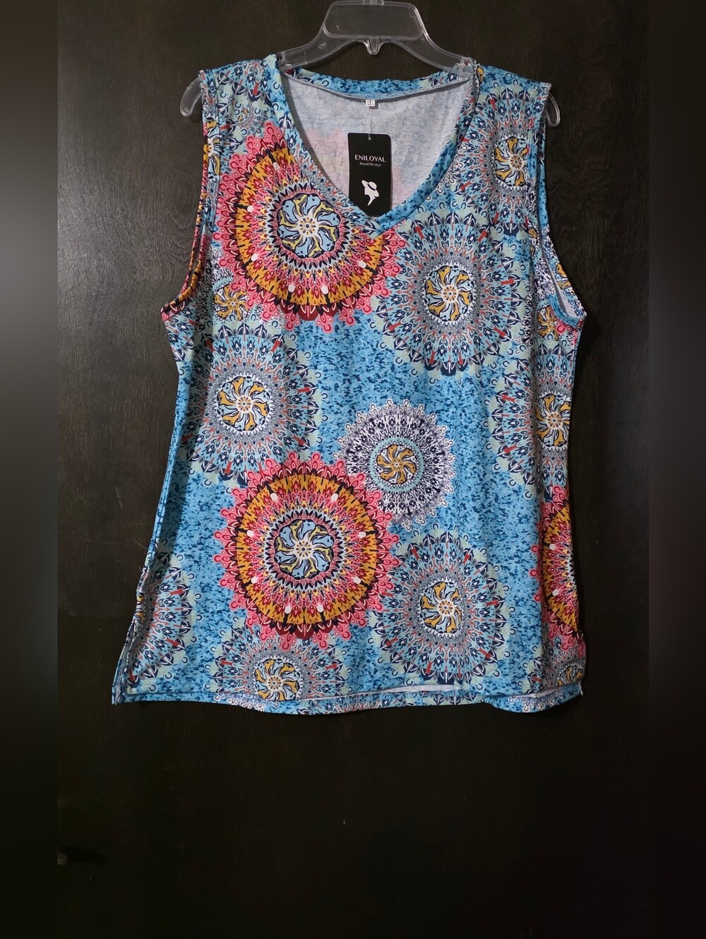 💢4For$20 Eniloyal Women’s Mandala Print V-neck Tank Top Size 2XL Runs Small